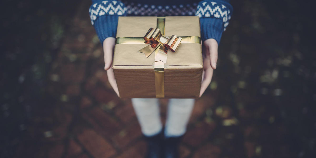 girl with wrapped gift